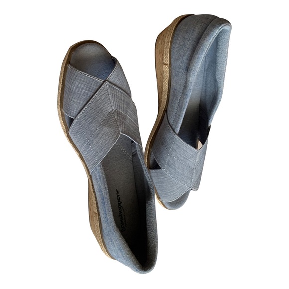 Grasshopper Women’s  Blue Denim Peach Open Toe Canvas Flat , Size 8 - Picture 15 of 15